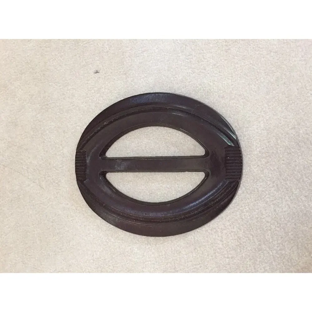 Vintage Art Deco Mid Century Brown Bakelite? Oval Button Fastener Buckle 6 x 5cm